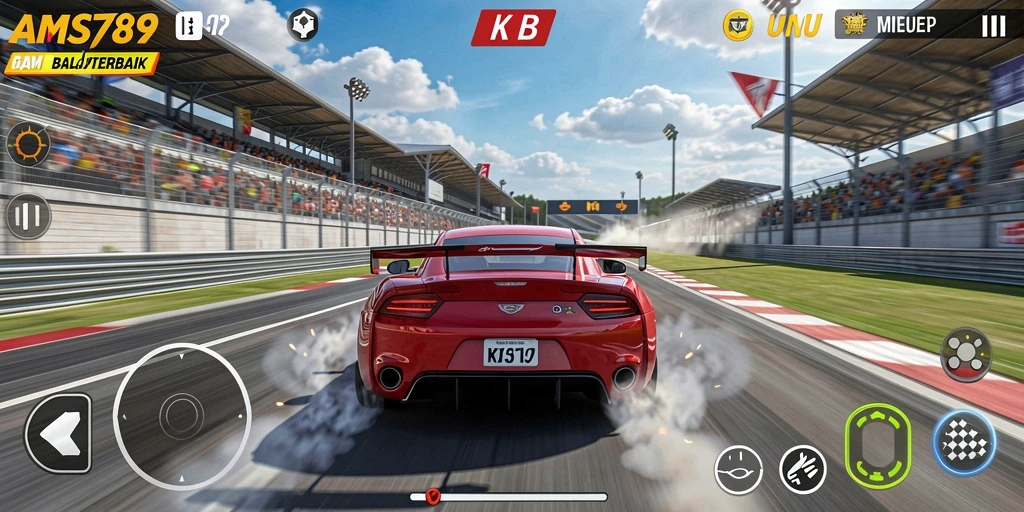 Screenshot gameplay Racing AMS789 yang menampilkan aksi balapan mendebarkan.