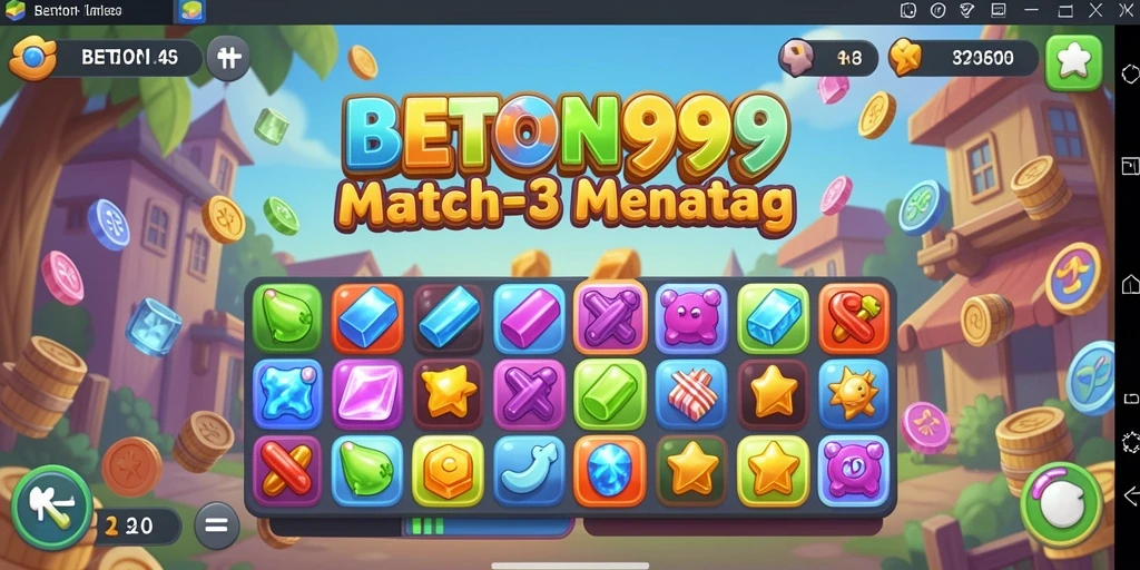 Tampilan gameplay menarik dari BETON999 dalam aksi Match-3.
