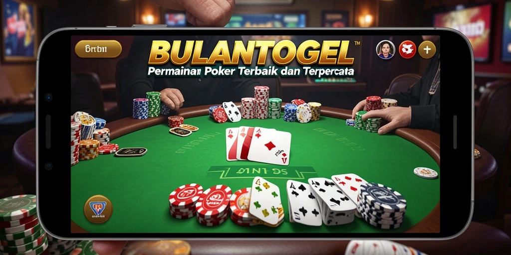 Tampilan gameplay mendebarkan dari permainan poker di BULANTOGEL.