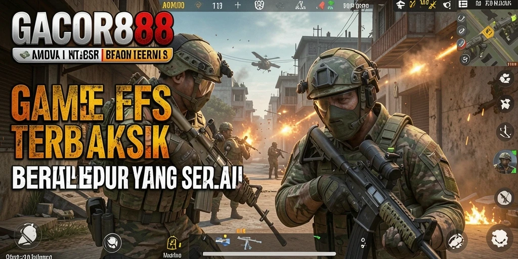 Screenshot GACOR88 menampilkan pertempuran FPS yang intens dan mendebarkan.