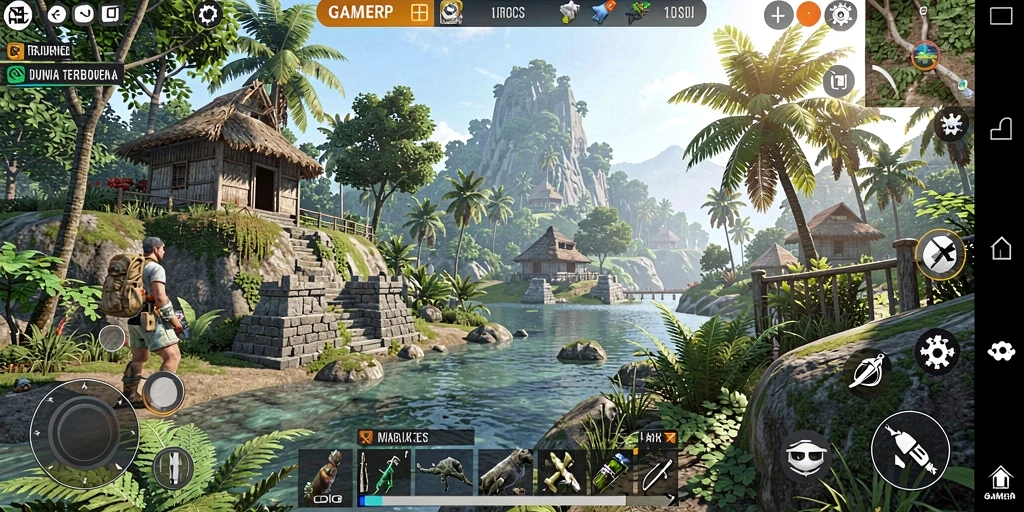 Screenshot GAMERP menampilkan aksi seru di dunia terbuka.
