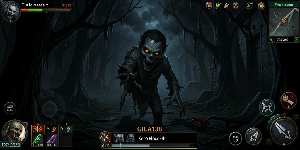 Tangkapan layar GILA138 menunjukkan suasana mencekam dalam gameplay.