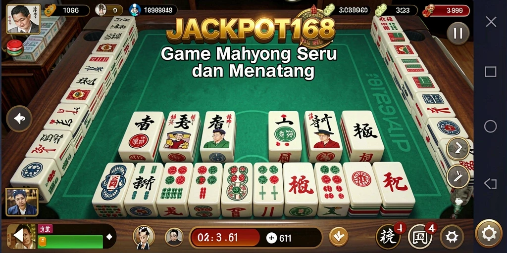 Tampilan gameplay seru JACKPOT168 yang menampilkan aksi seru Mahjong.