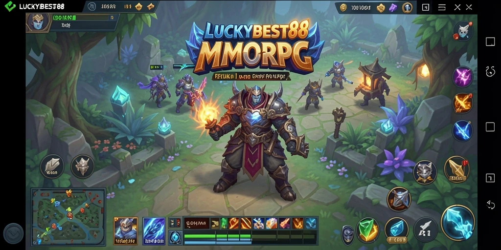 Screenshot dari gameplay <strong>LUCKYBEST88</strong> menampilkan pertempuran yang intens di dalam dunia MMORPG.
