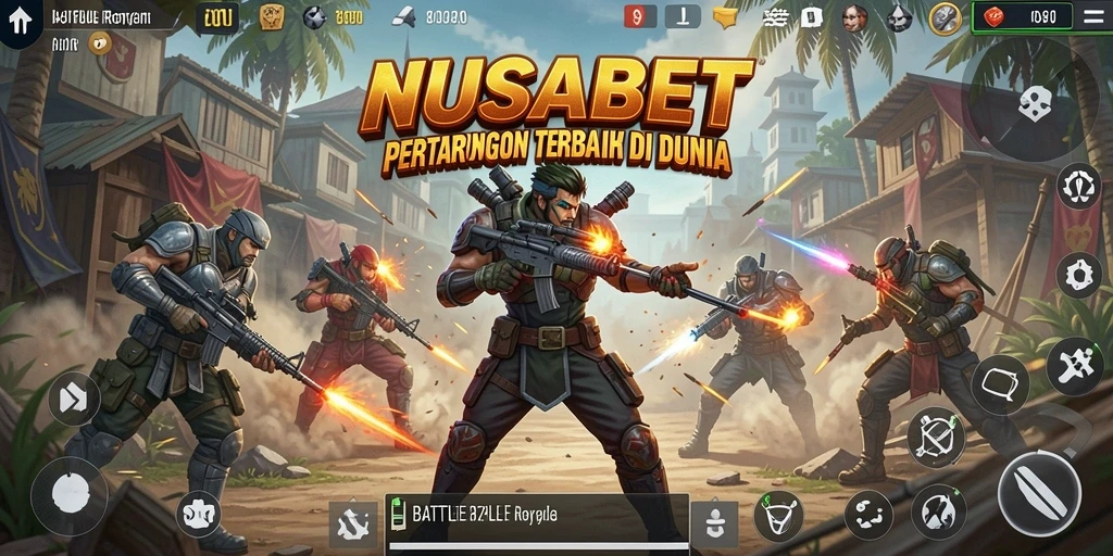 Tangkapan layar NUSABET menampilkan aksi intens dalam pertempuran Battle Royale.