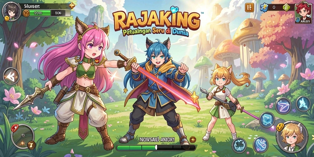 Tampilan gameplay RAJAKING dengan karakter Anime yang menawan.