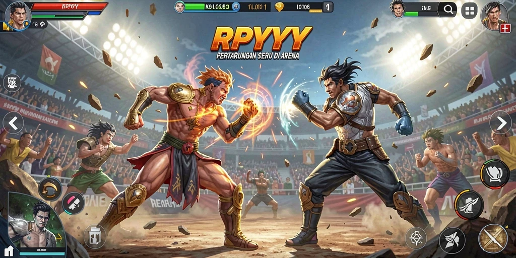 Screenshot gameplay RPYYY menampilkan aksi pertarungan yang mendebarkan.
