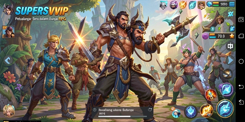 Gameplay RPG menakjubkan dalam SUPERSVIP yang penuh aksi.