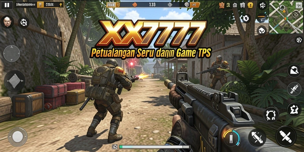 Tampilan gameplay XXX777 yang menegangkan dalam aksi TPS.